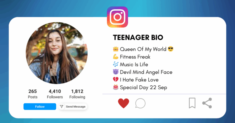 Teenager bio for Instagram